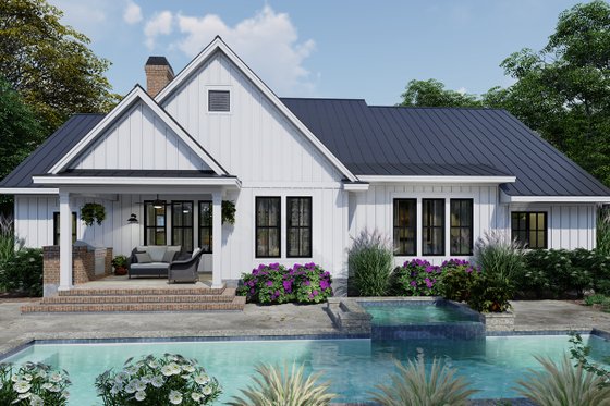 Exterior - Rear Elevation 1 for Farmhouse House Plan #120-263 - 4 bed, 3 bath