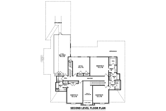 Floor Plan - Upper Floor for Colonial House Plan #81-1642 - 5 bed, 4 bath