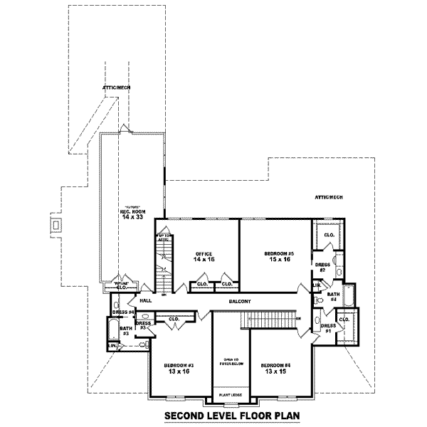 Colonial Floor Plan - Upper Floor Plan #81-1642