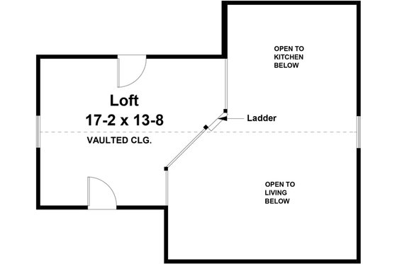 Floor Plan - Upper Floor for Country House Plan #21-397 - 2 bed, 1 bath