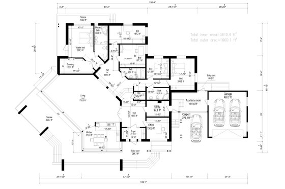Floor Plan - Main Floor for Modern House Plan #549-17 - 5 bed, 3 bath