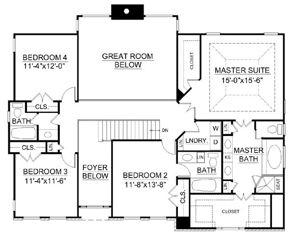 Colonial Floor Plan - Upper Floor Plan #119-260
