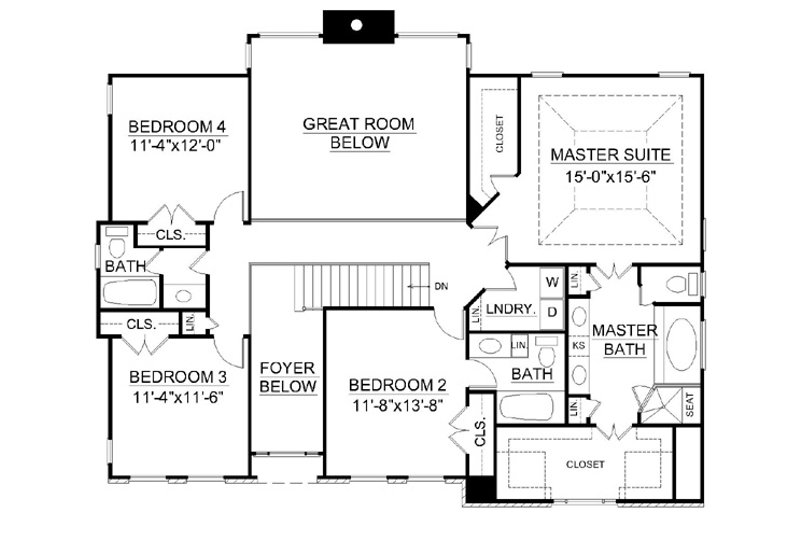 Home Plan - Floor Plan - Upper Floor for Colonial House Plan #119-260 - 5 bed, 4 bath