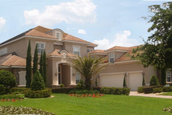 Exterior - Front Elevation for Mediterranean House Plan #135-212 - 6 bed, 6.5 bath