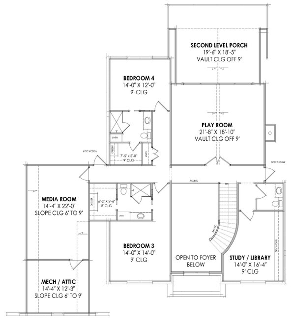 European Floor Plan - Upper Floor Plan #1096-1