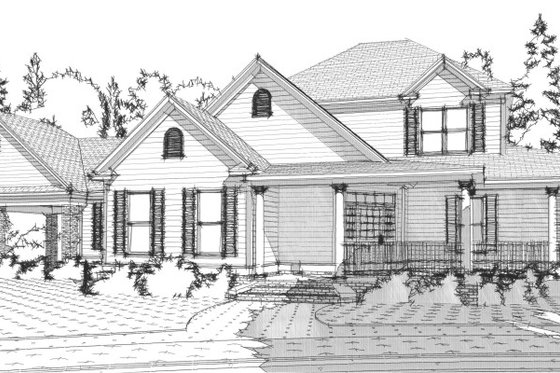 Exterior - Front Elevation for Farmhouse House Plan #63-362 - 4 bed, 2 bath