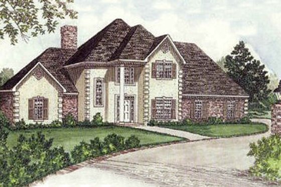 Exterior - Front Elevation for European House Plan #16-207 - 4 bed, 2.5 bath