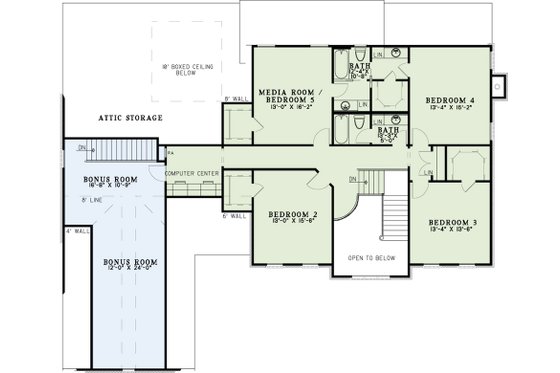 Floor Plan - Upper Floor for Colonial House Plan #17-2803 - 5 bed, 3.5 bath