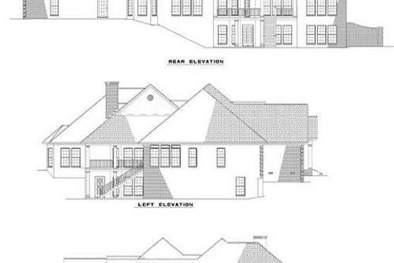 Exterior - Rear Elevation for Traditional House Plan #17-1027 - 5 bed, 4.5 bath