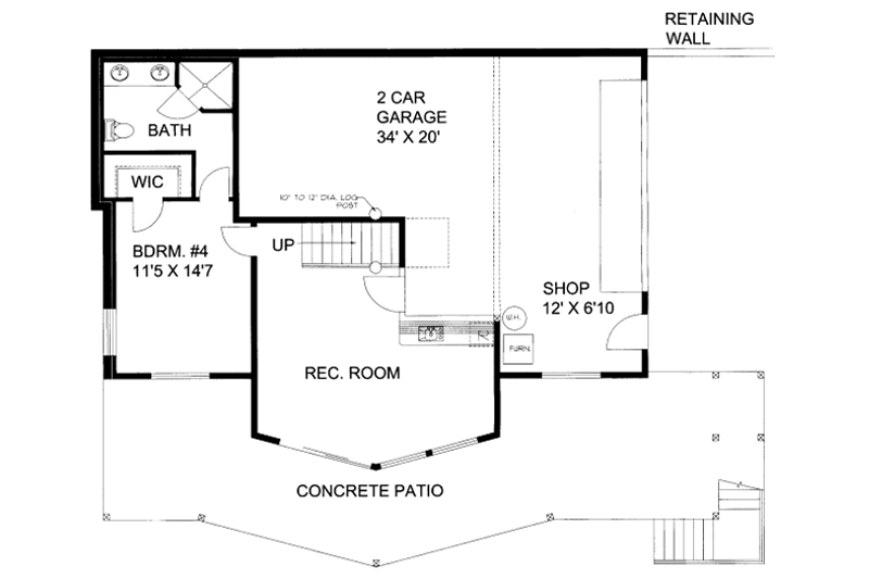Home Plan - Floor Plan - Lower Floor for Cabin House Plan #117-770 - 3 bed, 2.5 bath
