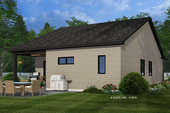 Exterior - Rear Elevation 1 for Modern House Plan #51-1501 - 3 bed, 2 bath
