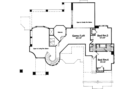Floor Plan - Upper Floor for European House Plan #135-117 - 4 bed, 4 bath
