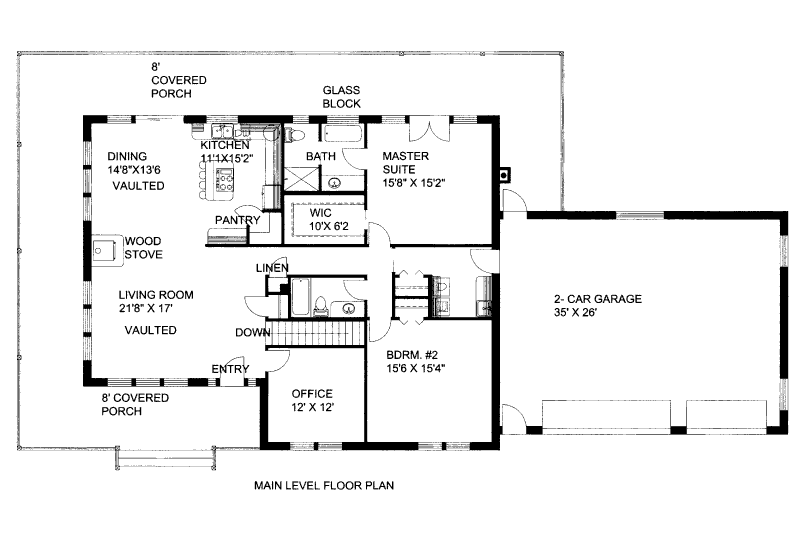 House Design - Floor Plan - Main Floor for Bungalow House Plan #117-629 - 4 bed, 3 bath