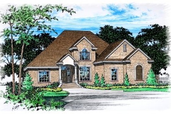 Exterior - Front Elevation for European House Plan #15-260 - 4 bed, 3.5 bath