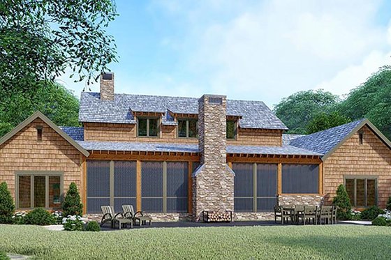 Exterior - Rear Elevation for Country House Plan #923-127 - 3 bed, 4 bath