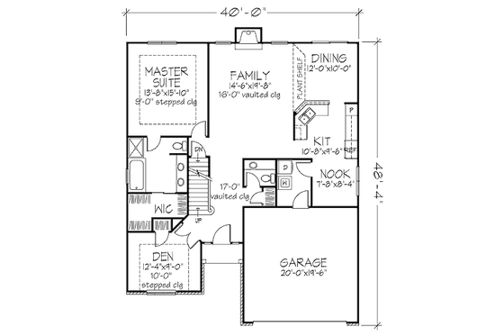 Floor Plan - Main Floor for Traditional House Plan #320-450 - 3 bed, 2.5 bath