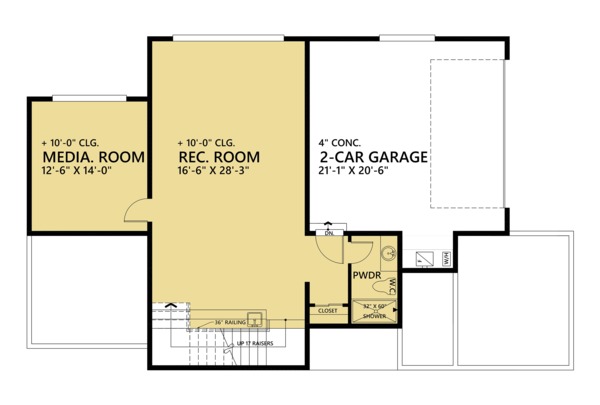 House Design - Contemporary Floor Plan - Lower Floor Plan #1066-44