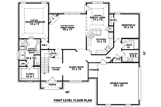 Floor Plan - Main Floor for European House Plan #81-1007 - 4 bed, 3 bath