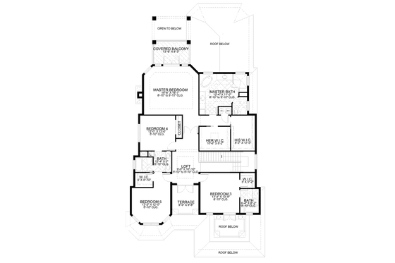 Floor Plan - Upper Floor for Mediterranean House Plan #420-151 - 5 bed, 4.5 bath