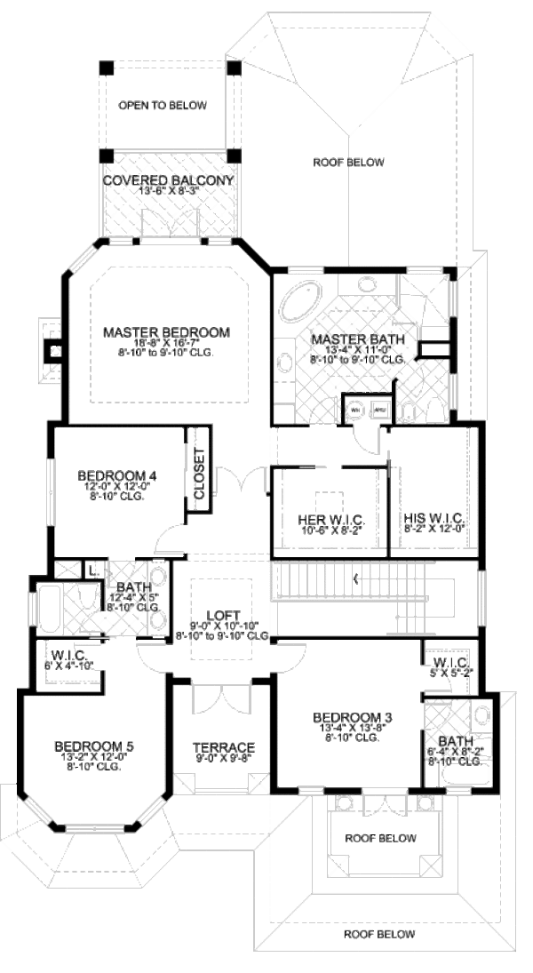 Mediterranean Floor Plan - Upper Floor Plan #420-151