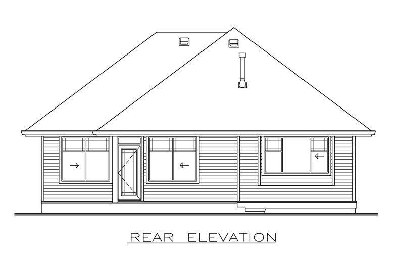 House Blueprint - Exterior - Rear Elevation for Craftsman House Plan #1100-177 - 3 bed, 2 bath