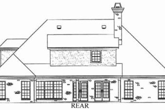 Exterior - Rear Elevation for European House Plan #16-216 - 4 bed, 3.5 bath