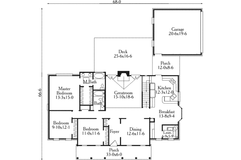 Dream House Plan - Floor Plan - Main Floor for European House Plan #406-174 - 3 bed, 2 bath