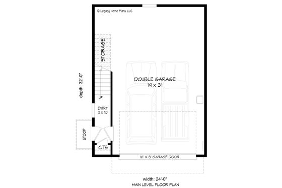 Floor Plan - Main Floor for Contemporary House Plan #932-932 - 2 bed, 1 bath