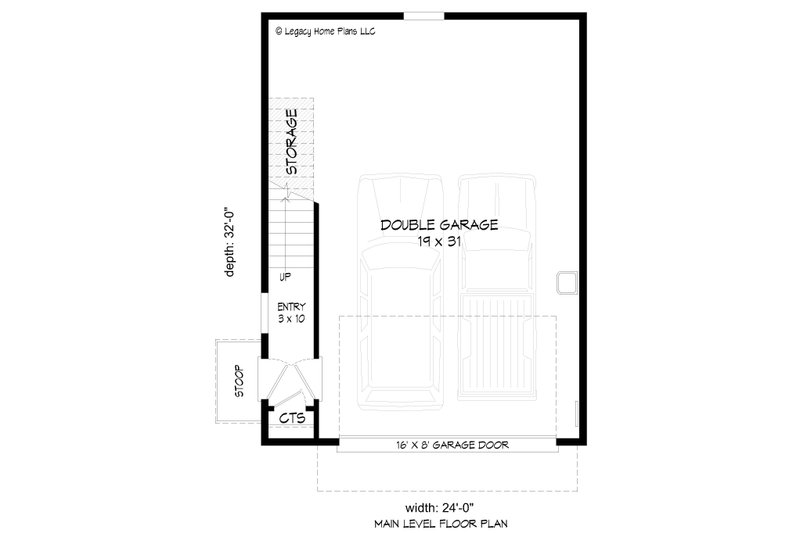Home Plan - Floor Plan - Main Floor for Contemporary House Plan #932-932 - 2 bed, 1 bath