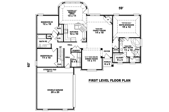 Floor Plan - Main Floor for Traditional House Plan #81-897 - 3 bed, 2 bath