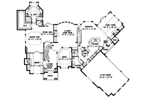 Floor Plan - Main Floor for European House Plan #54-111 - 4 bed, 4.5 bath