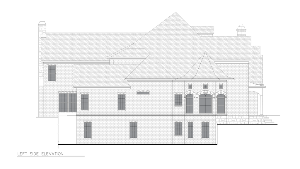 Exterior - Rear Elevation for Classical House Plan #54-701 - 5 bed, 4.5 bath