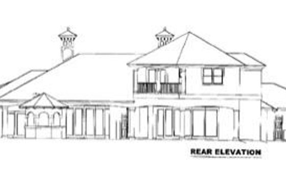 Exterior - Rear Elevation for Mediterranean House Plan #27-203 - 5 bed, 5.5 bath