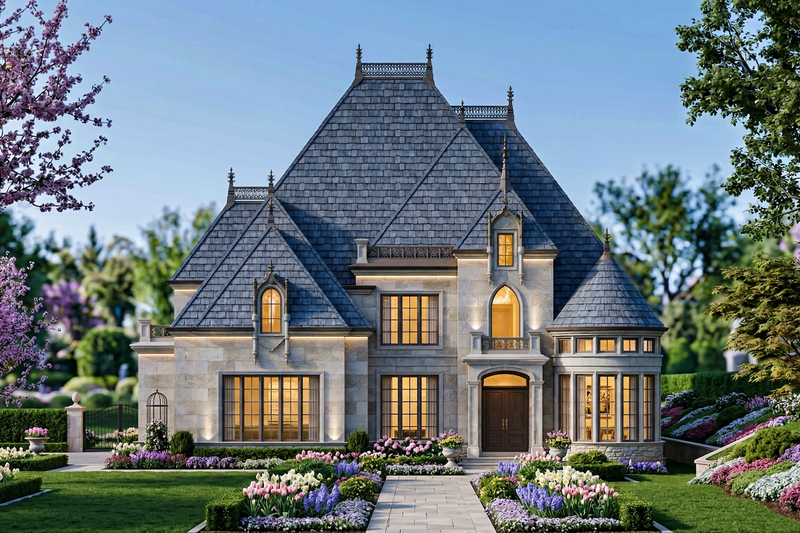Home Plan - Exterior - Front Elevation 2 for European House Plan #119-323 - 4 bed, 3.5 bath