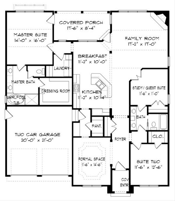 Home Plan - Tudor Floor Plan - Main Floor Plan #413-867