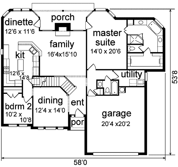 House Design - Traditional Floor Plan - Main Floor Plan #84-182