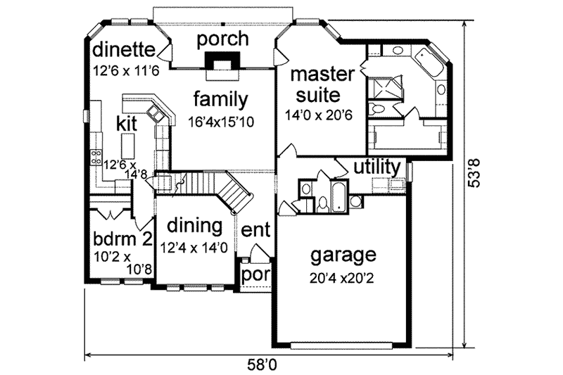 Home Plan - Floor Plan - Main Floor for Traditional House Plan #84-182 - 5 bed, 3 bath