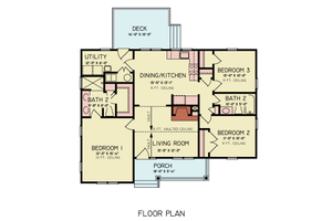 Floor Plan - Main Floor for Traditional House Plan #54-629 - 3 bed, 2 bath