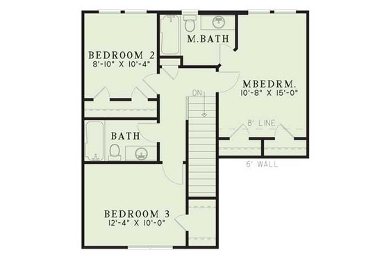 Floor Plan - Upper Floor for Country House Plan #17-236 - 3 bed, 2.5 bath