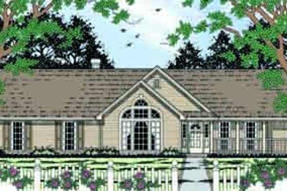 Exterior - Front Elevation for Ranch House Plan #42-293 - 3 bed, 2 bath