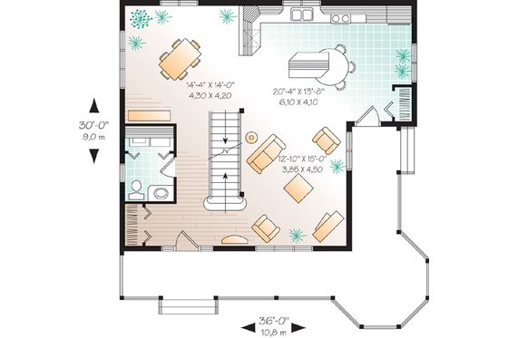 Floor Plan - Main Floor for Farmhouse House Plan #23-2170 - 3 bed, 1.5 bath