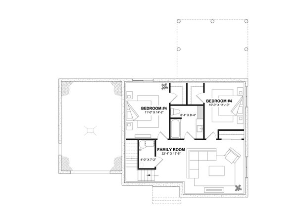 House Blueprint - Farmhouse Floor Plan - Lower Floor Plan #23-2820