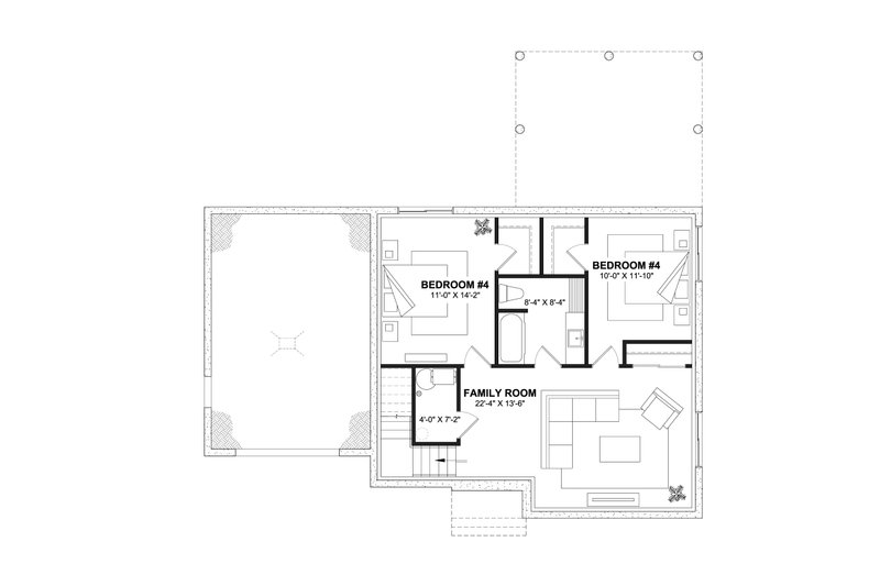 House Plan Design - Floor Plan - Lower Floor for Farmhouse House Plan #23-2820 - 5 bed, 2.5 bath
