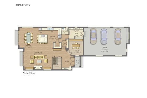 Floor Plan - Main Floor for Craftsman House Plan #1057-46 - 4 bed, 3.5 bath