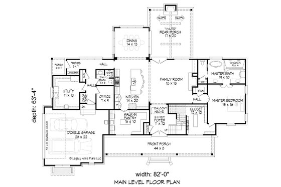 Floor Plan - Main Floor for Farmhouse House Plan #932-723 - 4 bed, 4 bath