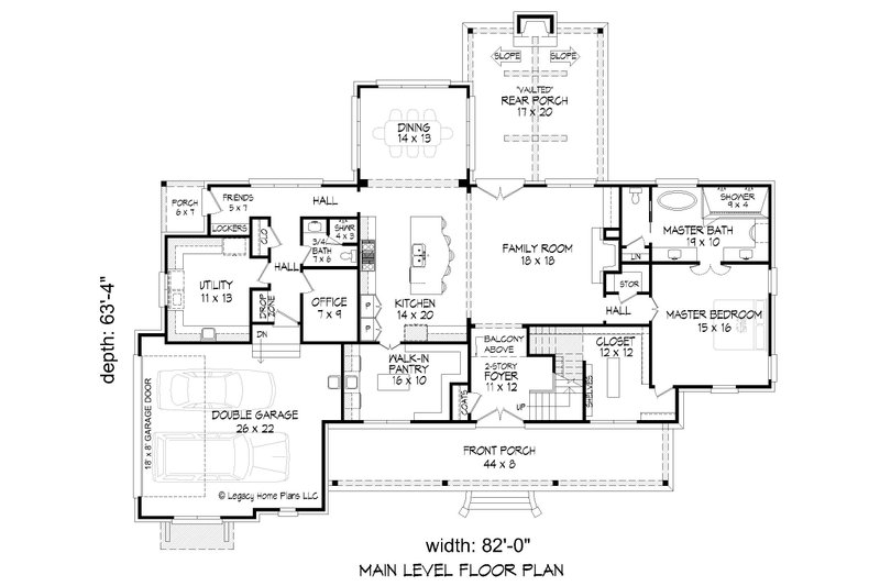 Architectural House Design - Floor Plan - Main Floor for Farmhouse House Plan #932-723 - 4 bed, 4 bath