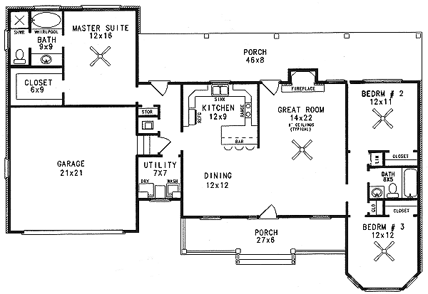 Country Floor Plan - Main Floor Plan #14-133