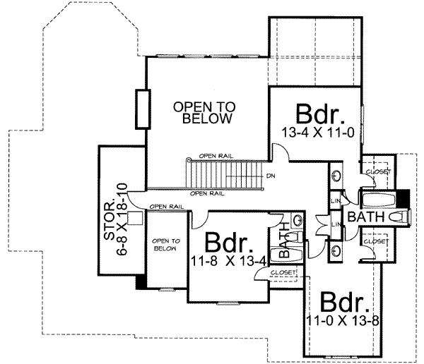 Colonial Floor Plan - Upper Floor Plan #119-160