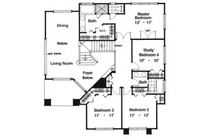 Floor Plan - Upper Floor for European House Plan #417-175 - 4 bed, 2.5 bath