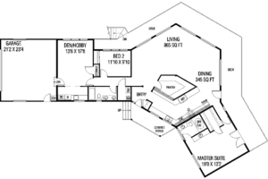 Floor Plan - Main Floor for Ranch House Plan #60-340 - 3 bed, 2 bath